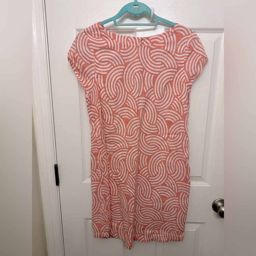 100% Linen Capricorn dress by The Island Company coral size medium shift dress